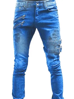 Classic Men's Cotton Blend Solid Denim Jeans with Slant Pockets