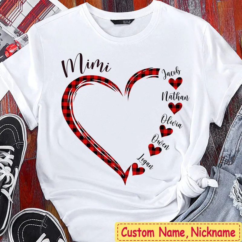 Colorful Heart Grandma Mom Kids, Nana Heart Shirt, Mimi Shirt with Grandkids T Shirt