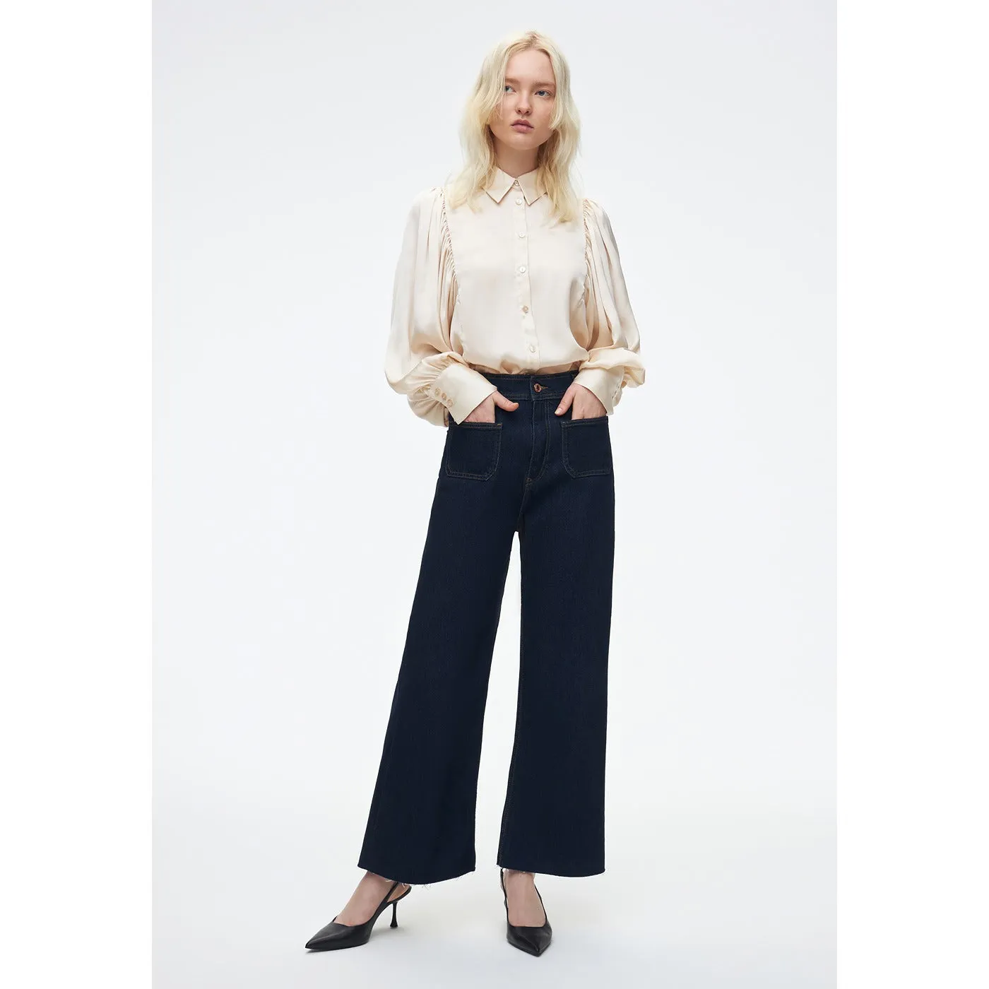 Dark Wash High Rise Wide Leg Jeans