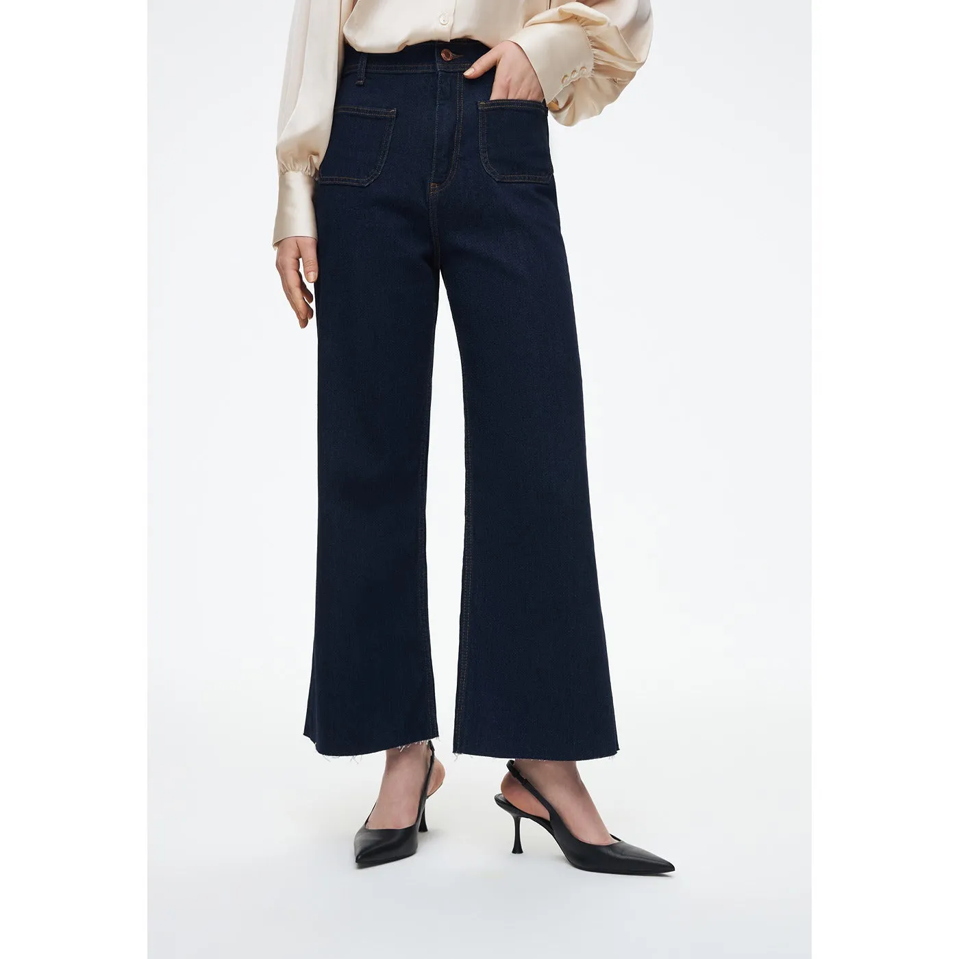 Dark Wash High Rise Wide Leg Jeans