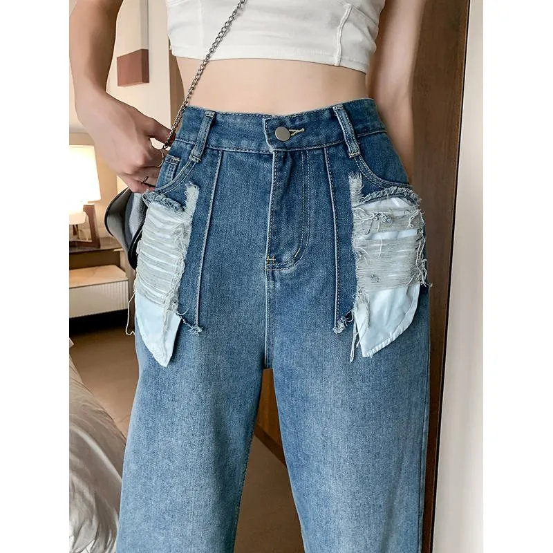 Distressed High-Waisted Pocket Plus Jeans