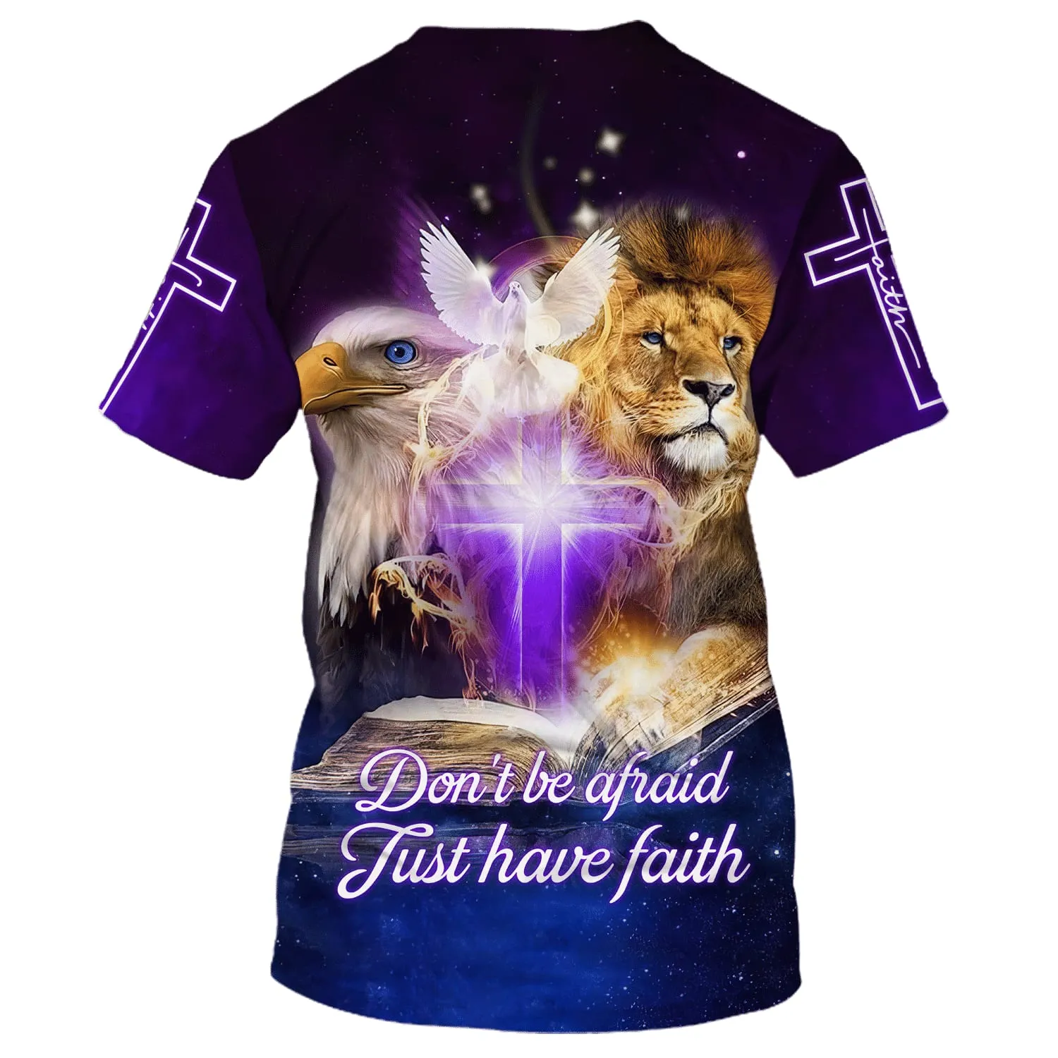 Don't Be Afraid Just Have Faith Lion Cross 3d Shirts - Christian T Shirts For Men And Women