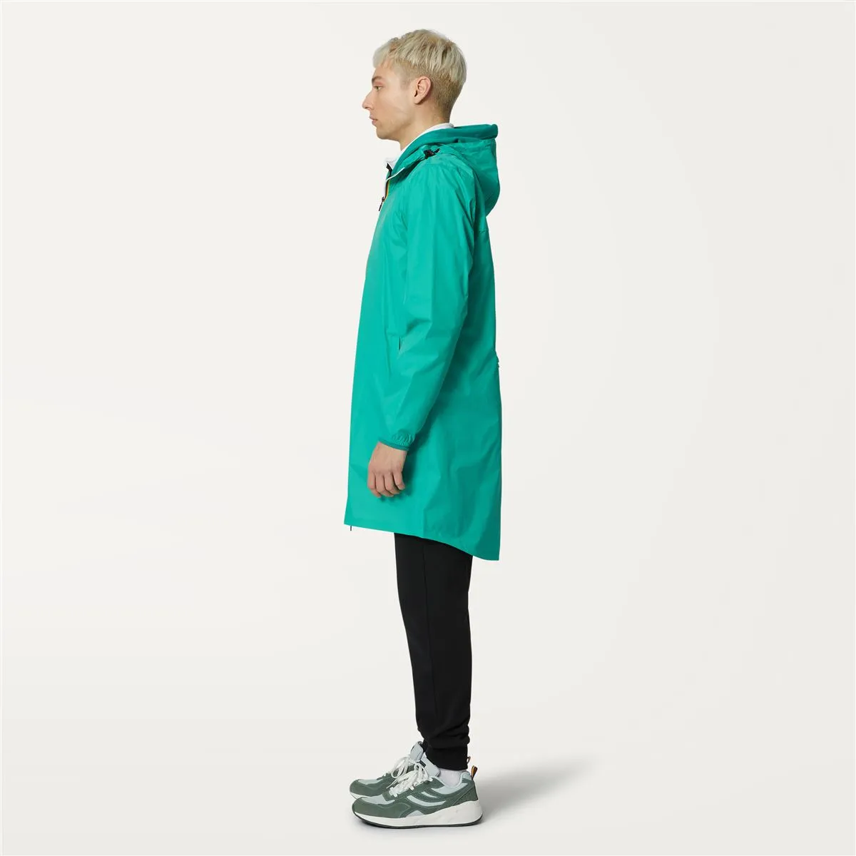 Eiffel - Unisex Waterproof Packable Long Rain Jacket in Green Marine