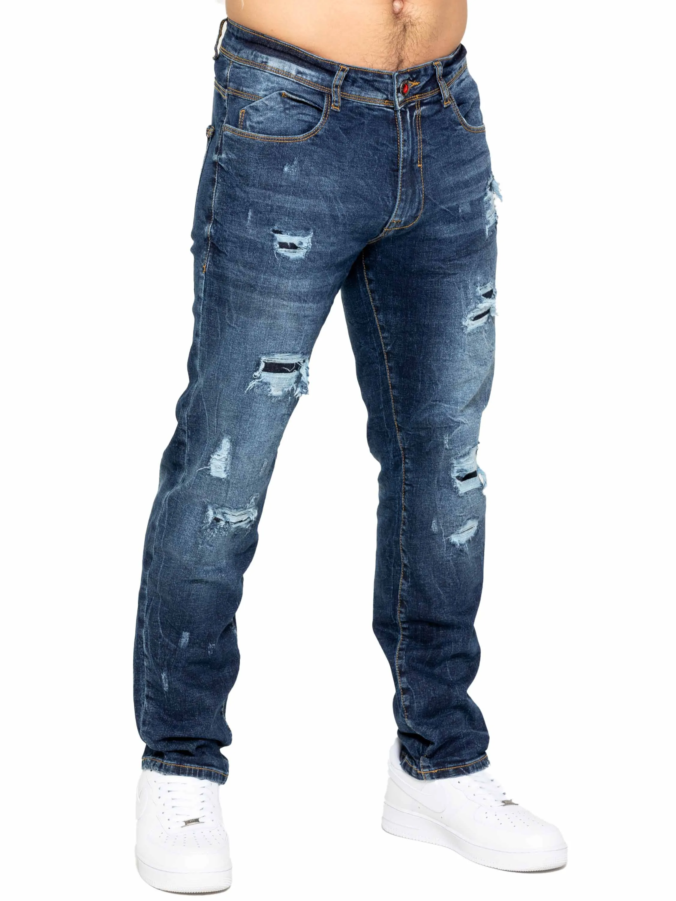 Enzo | Mens Ripped Denim Jeans