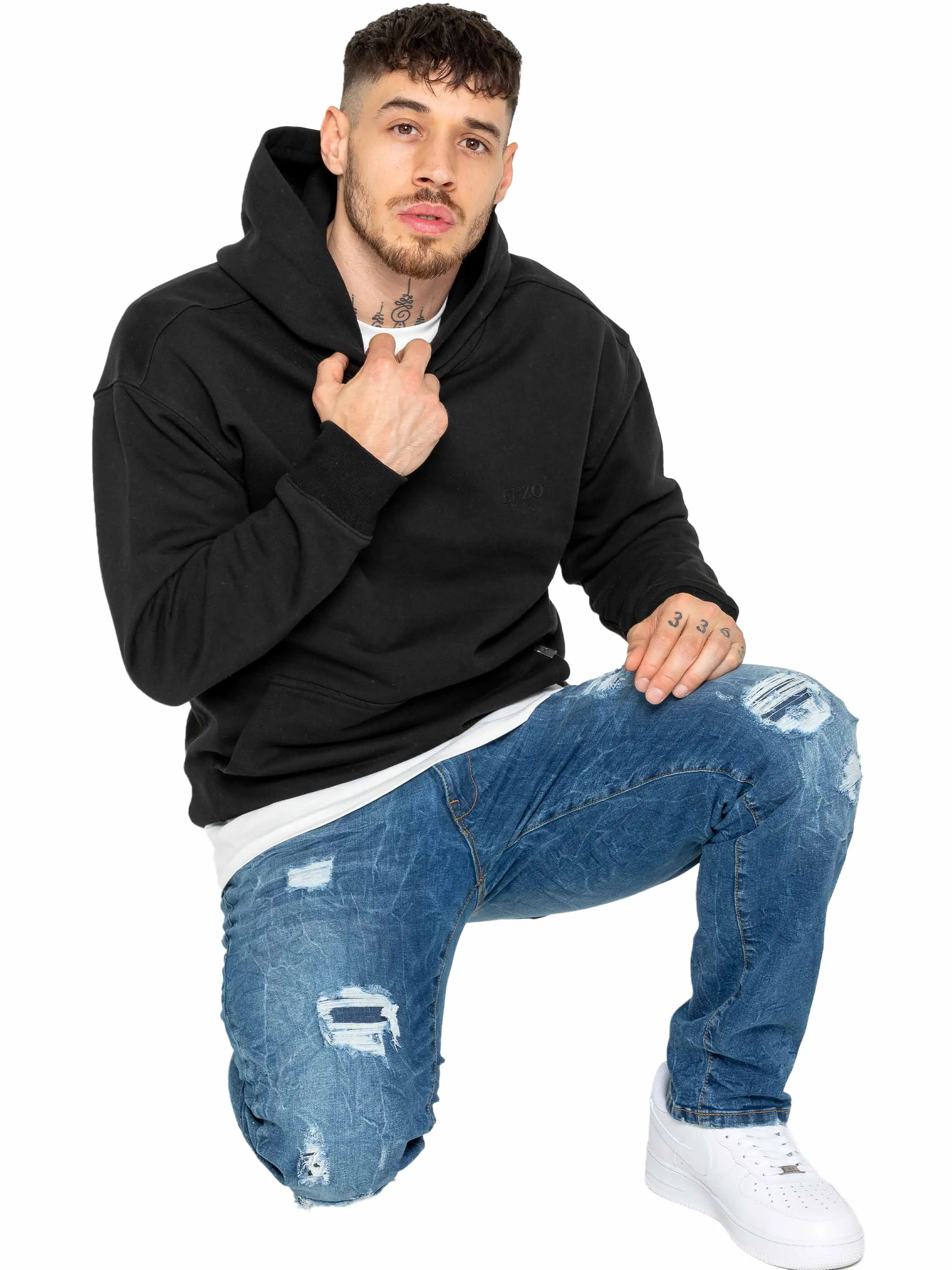 Enzo | Mens Ripped Denim Jeans