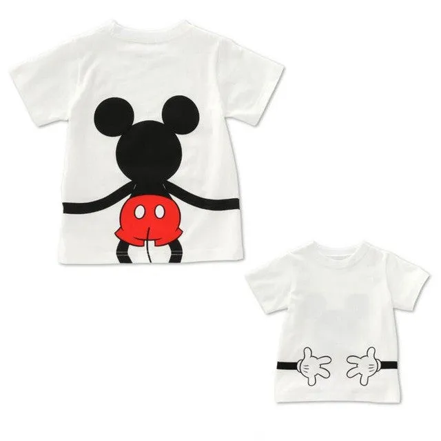 Family Matching Clothes 2016 Summer Short Cartoon Mickey T shirt For Mother and Daughter Father Son Family Look Outfits Clothing