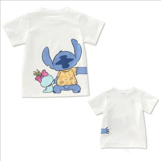 Family Matching Clothes 2016 Summer Short Cartoon Mickey T shirt For Mother and Daughter Father Son Family Look Outfits Clothing