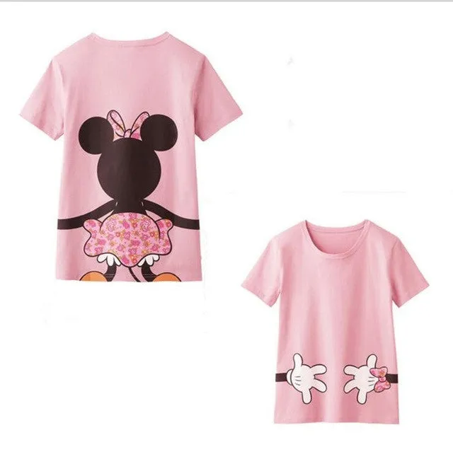 Family Matching Clothes 2016 Summer Short Cartoon Mickey T shirt For Mother and Daughter Father Son Family Look Outfits Clothing