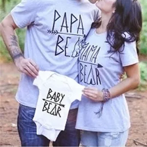 Fashion Family Matching Outfits Papa Mama Baby Kid Shirt Cotton T-Shirt Lovers Clothes