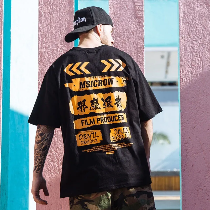 Film Producer Koi Printed Hip Hop Streetwear Loose Tees