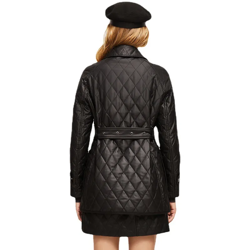 Flap Pocket Quilted Belted Puffer Jacket