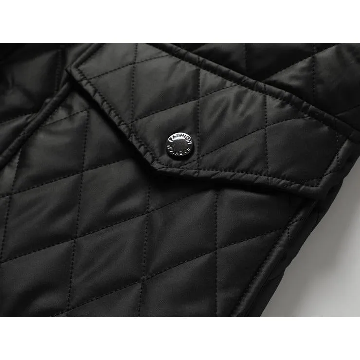 Flap Pocket Quilted Belted Puffer Jacket