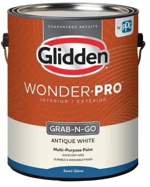 Glidden Wonder-Pro GLWP32AW/01 Interior/Exterior Paint, Semi-Gloss Sheen, Antique White, 1 gal :GAL: QUANTITY: 4