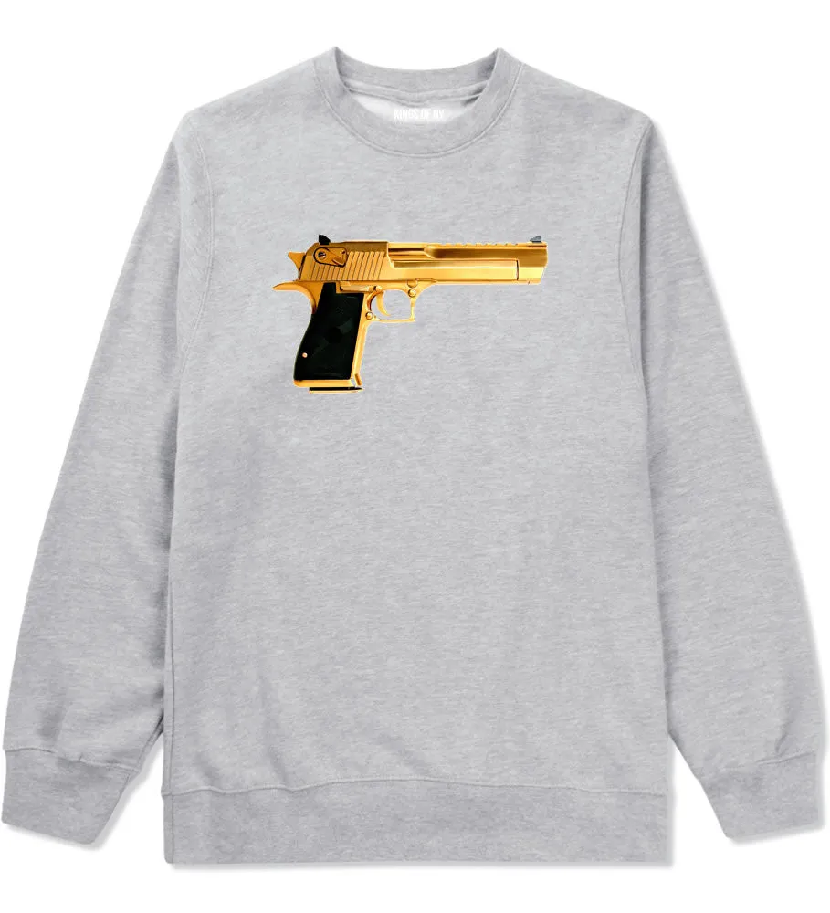 Gold Gun 9mm Revolver Chrome 45 Boys Kids Crewneck Sweatshirt