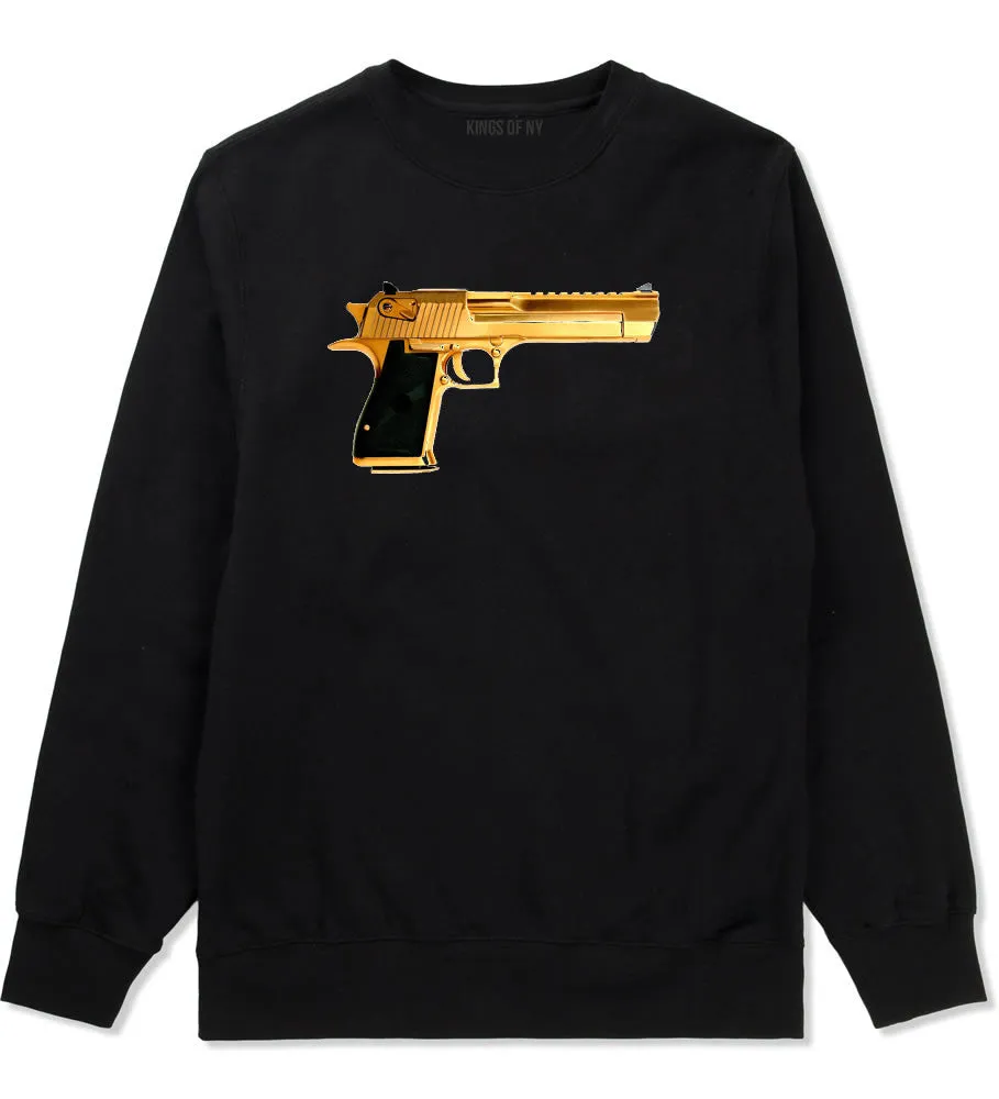 Gold Gun 9mm Revolver Chrome 45 Boys Kids Crewneck Sweatshirt