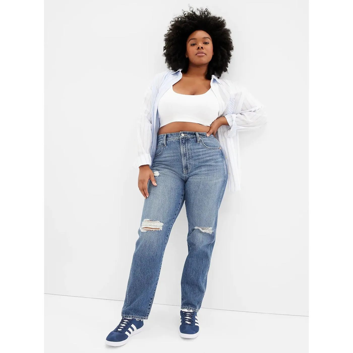 GP High Rise Destructed Mom Jeans