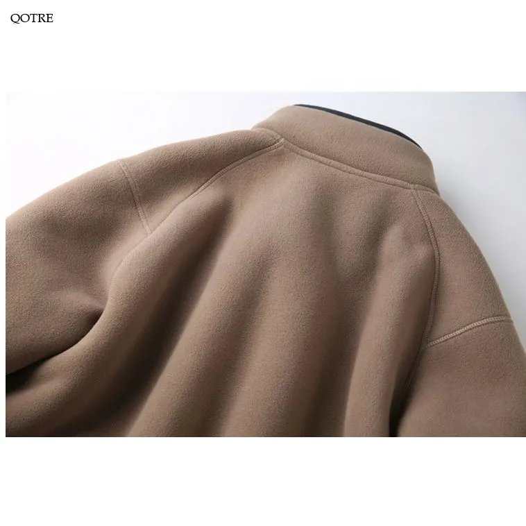 Granular Fluff Thickened Fleece-Lined Flannel Coat