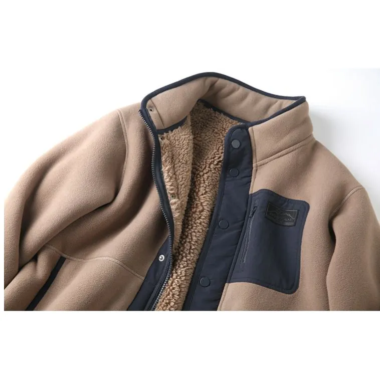 Granular Fluff Thickened Fleece-Lined Flannel Coat