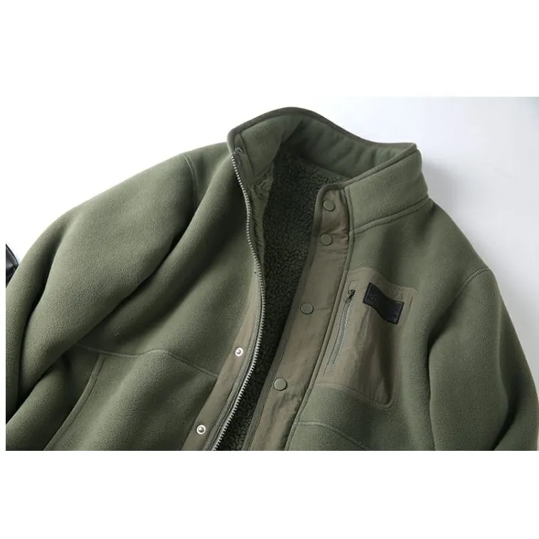 Granular Fluff Thickened Fleece-Lined Flannel Coat