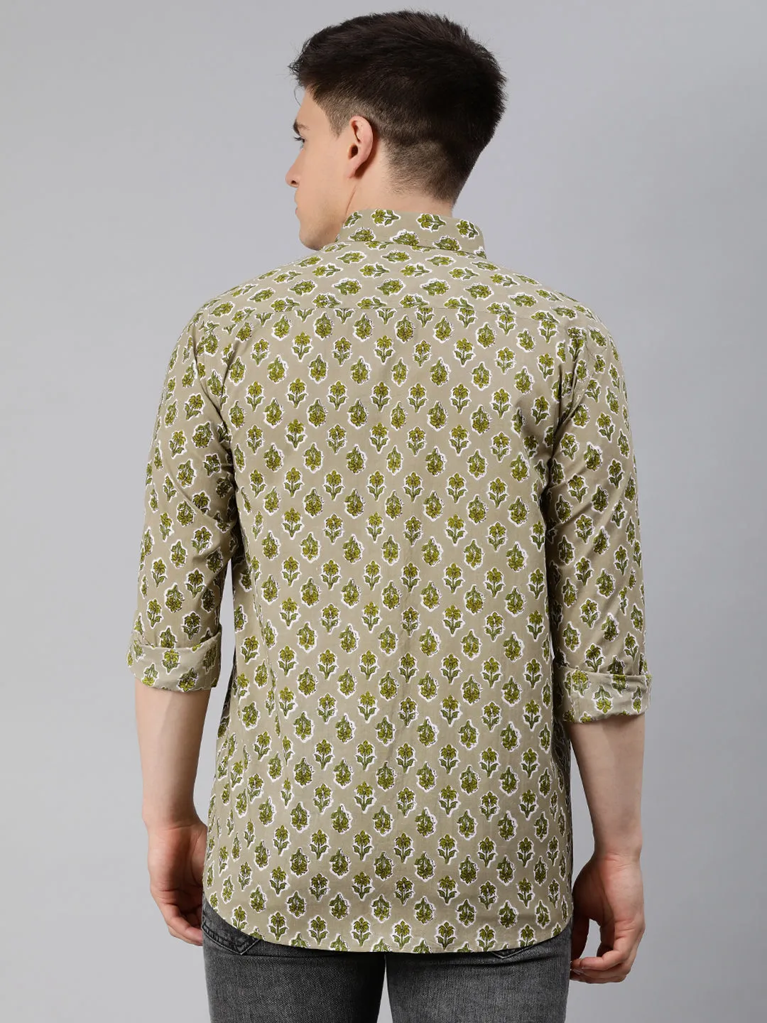 Green Cotton Full Sleeves Shirts For Men-Mmf0202