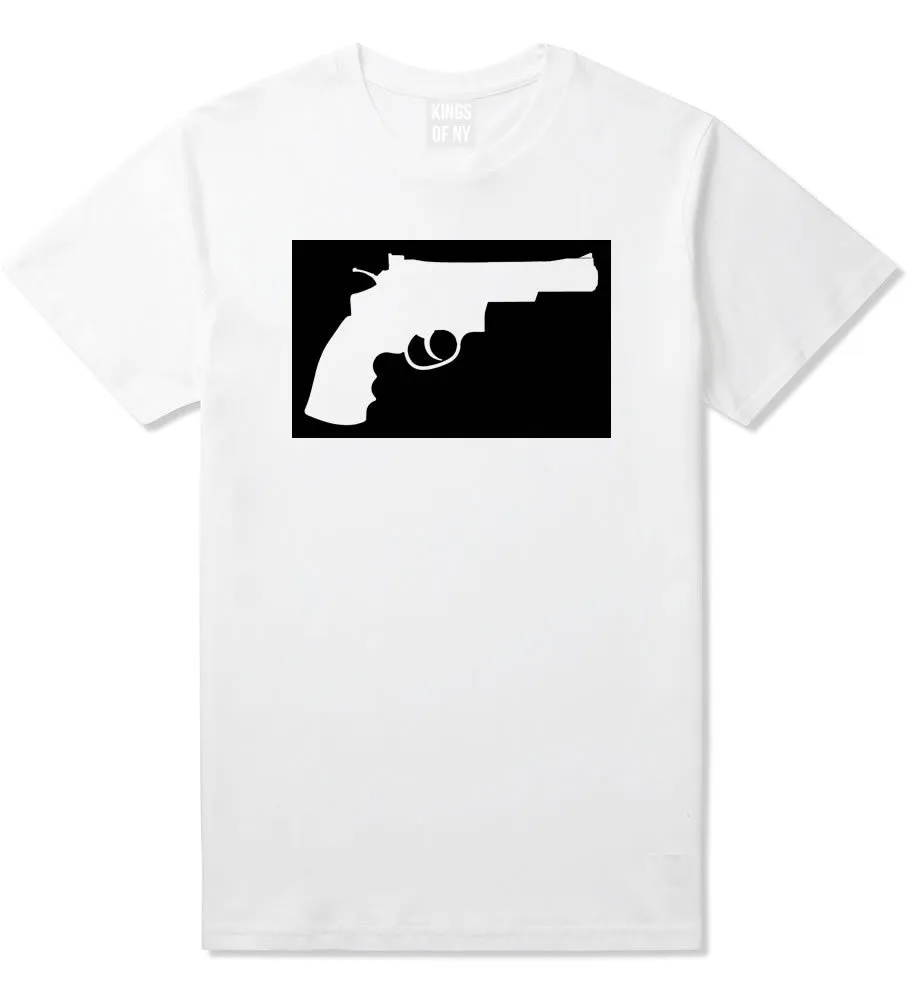 Gun Silhouette Revolver 45 Chrome Boys Kids T-Shirt