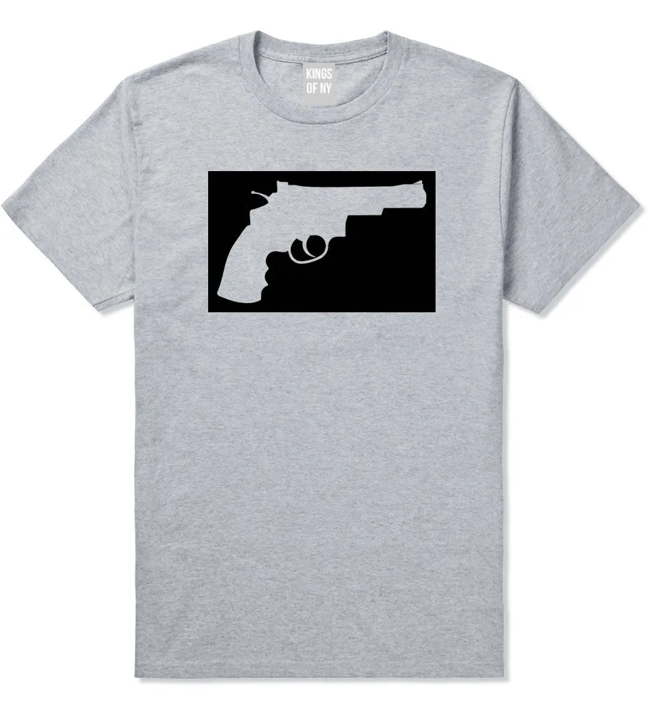 Gun Silhouette Revolver 45 Chrome Boys Kids T-Shirt