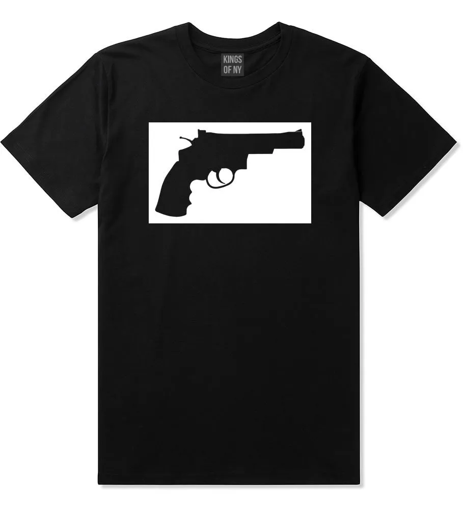 Gun Silhouette Revolver 45 Chrome Boys Kids T-Shirt