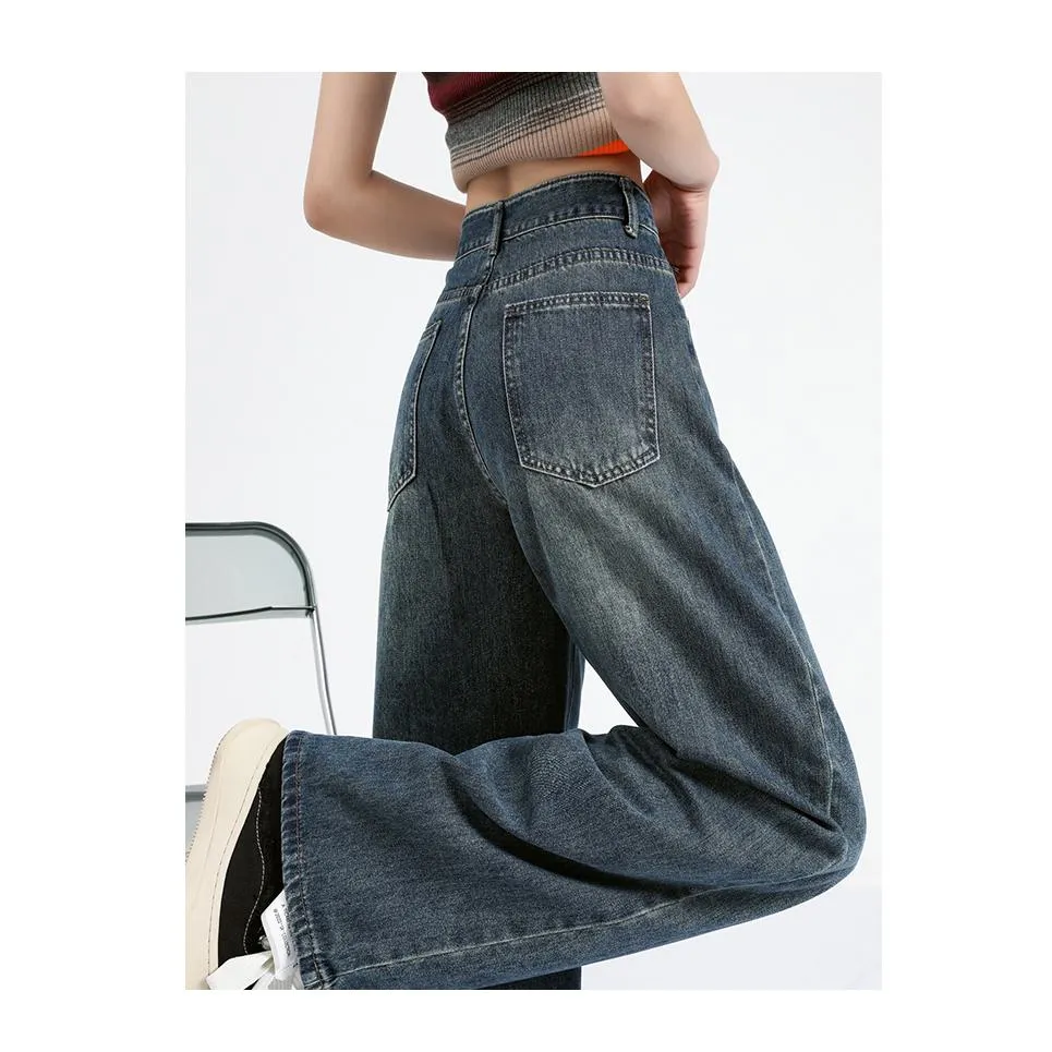 High-Waisted Retro Simplicity Lengthened Slimming Straight Leg Jeans