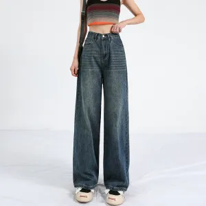 High-Waisted Retro Simplicity Lengthened Slimming Straight Leg Jeans