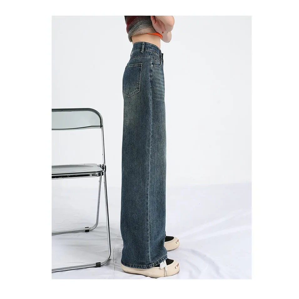 High-Waisted Retro Simplicity Lengthened Slimming Straight Leg Jeans