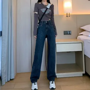 High-Waisted Simplicity Slimming Straight Leg Solid Color Jeans