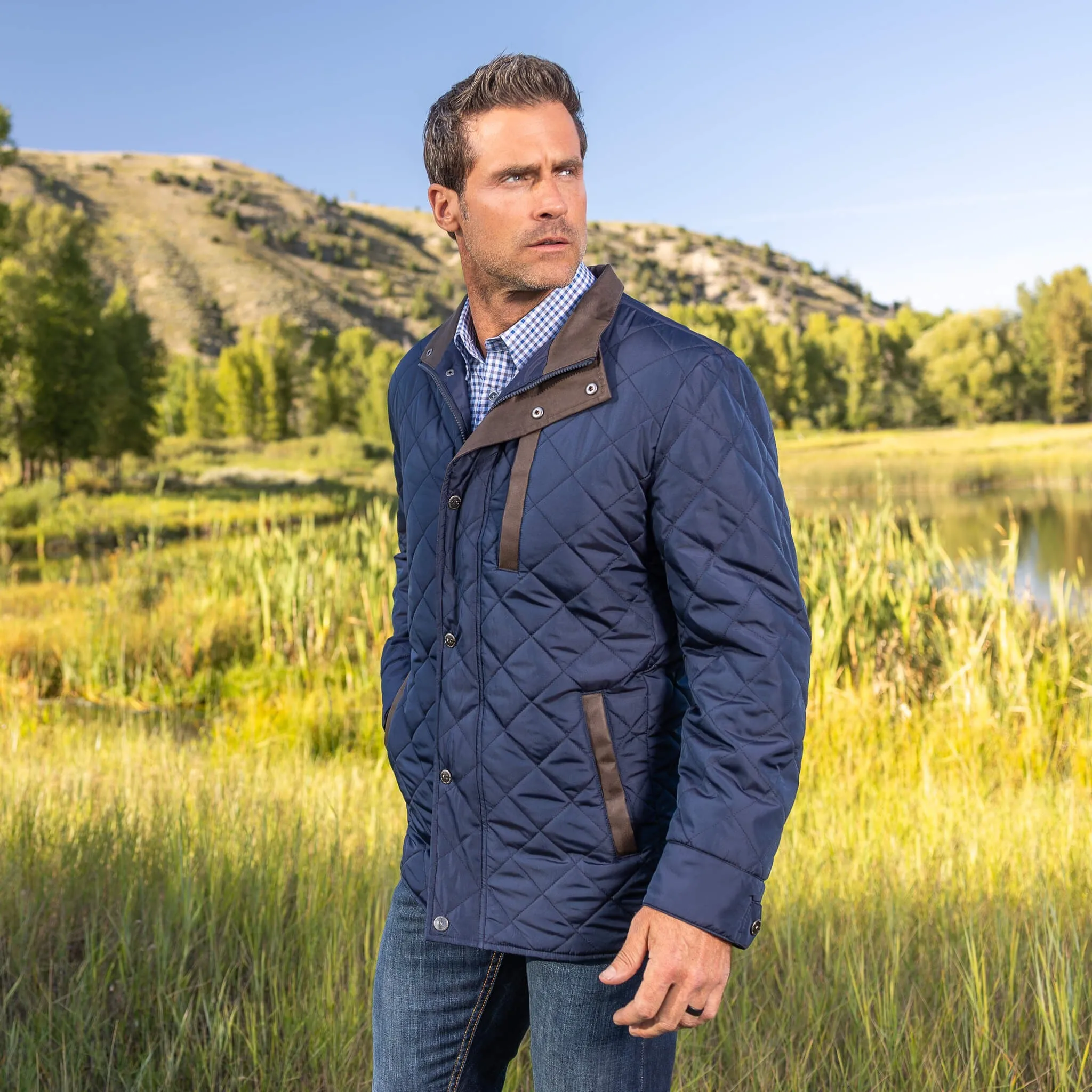 HIGHLANDS NYLON QUILTED JACKET - NAVY