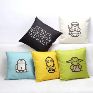 Hot Selling Cartoon Star Wars Series Cotton Linen Throw Pillow Sofa Office Back Cushion Baby Room Decorative