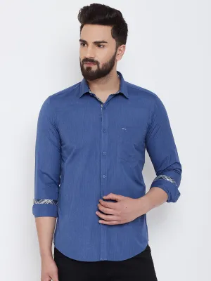 JUMP USA Men Blue Solid Cotton Casual Shirts