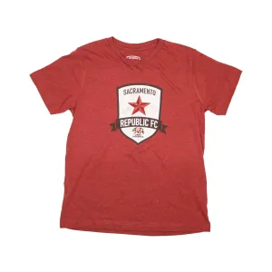 Kids Distressed Crest Tee Cardinal