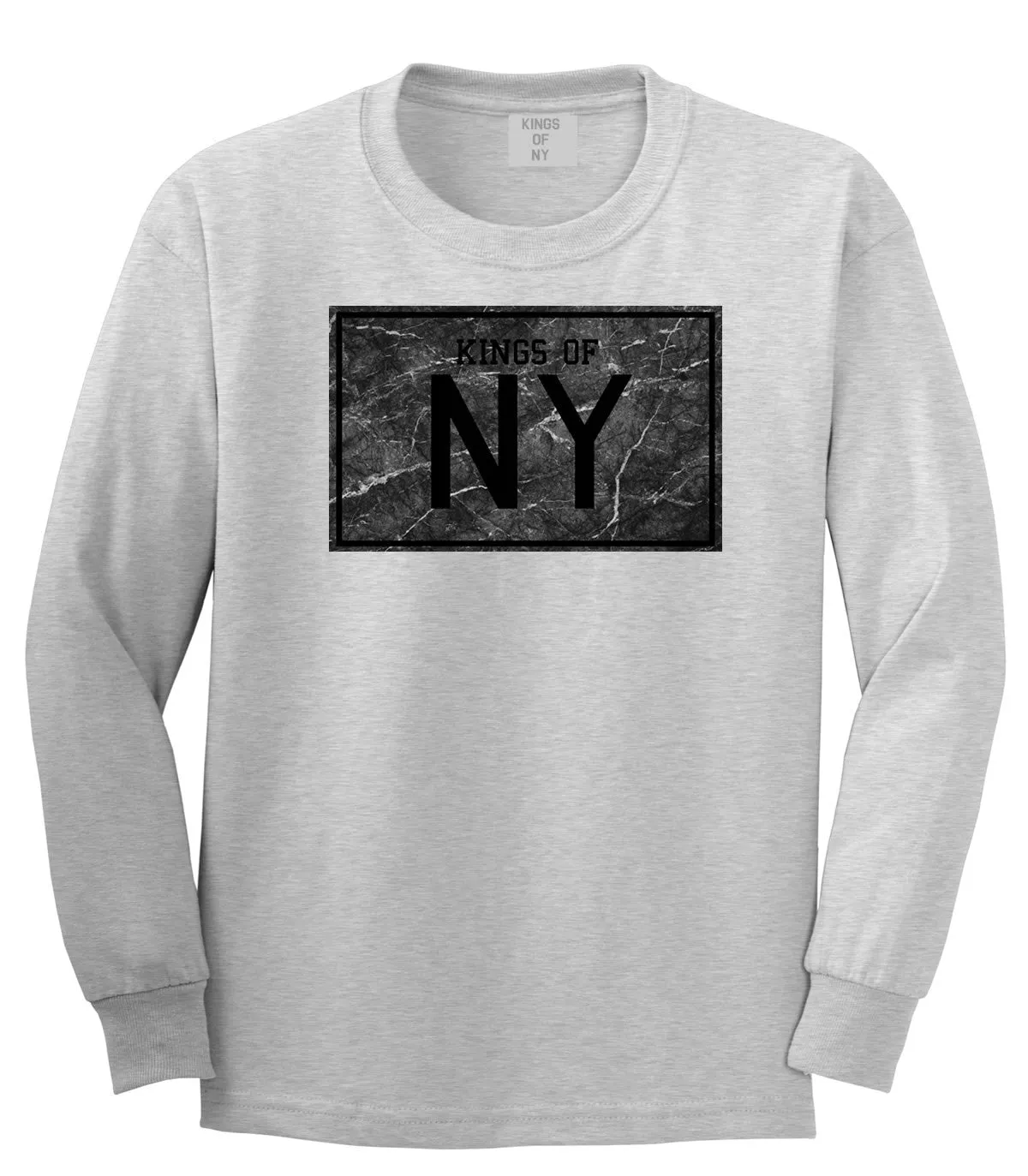 Kings Of NY Granite Print Boys Kids Long Sleeve T-Shirt