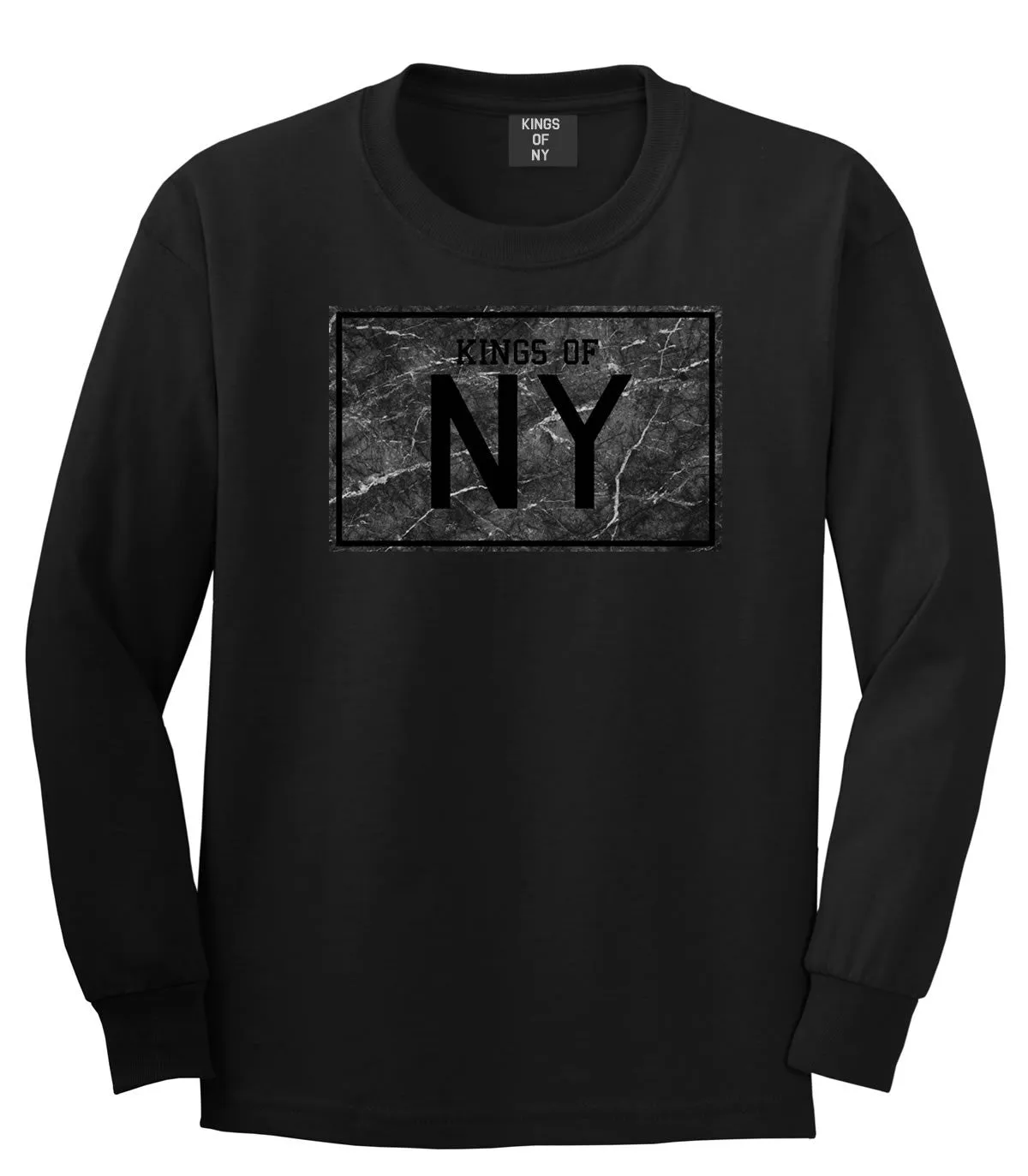 Kings Of NY Granite Print Boys Kids Long Sleeve T-Shirt