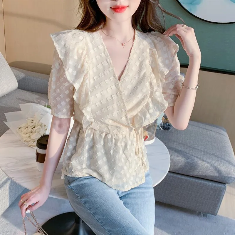 Lace Socialite Chiffon Korean Style Blouse