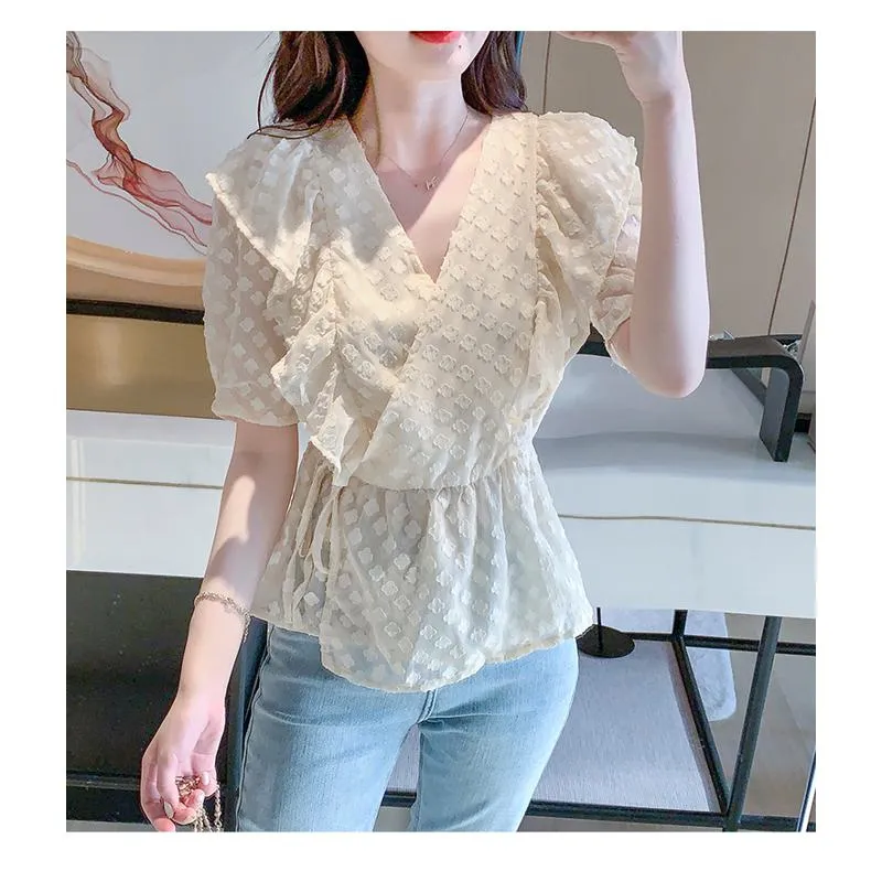 Lace Socialite Chiffon Korean Style Blouse