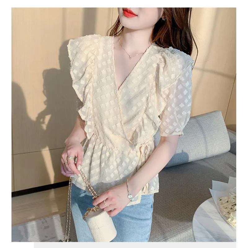 Lace Socialite Chiffon Korean Style Blouse