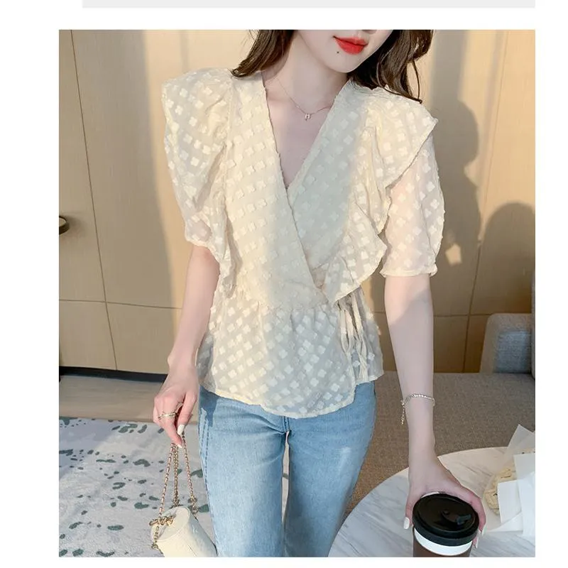 Lace Socialite Chiffon Korean Style Blouse