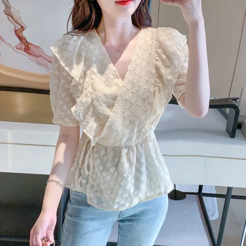 Lace Socialite Chiffon Korean Style Blouse