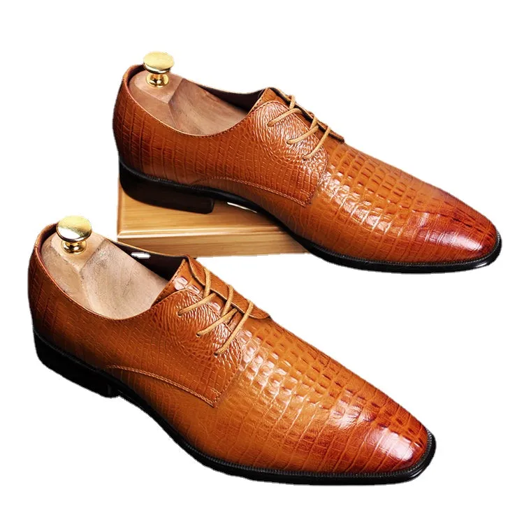 Leather men's pattern casual shoes