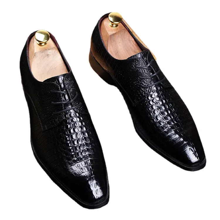 Leather men's pattern casual shoes