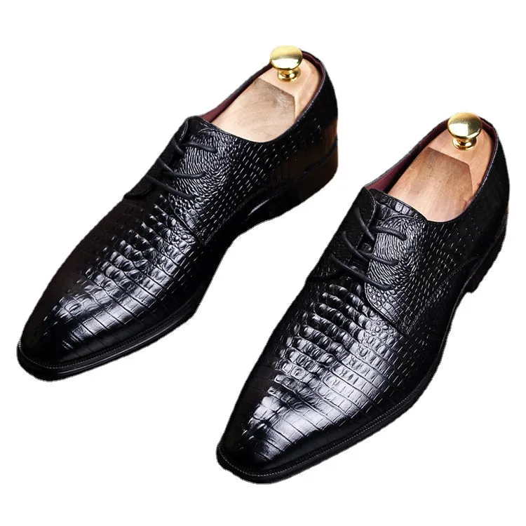 Leather men's pattern casual shoes