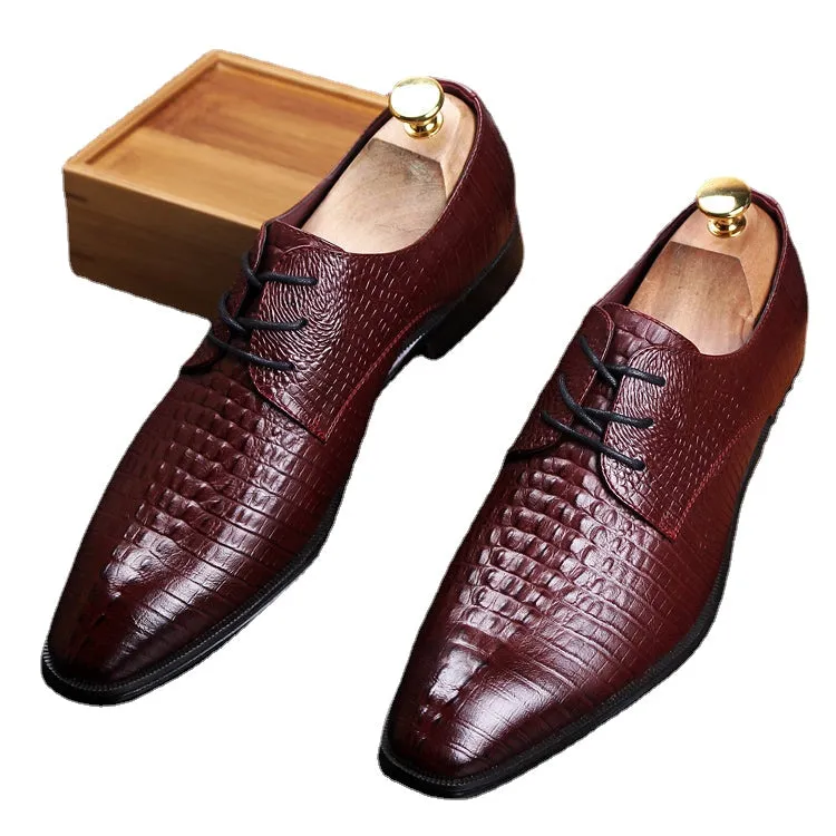 Leather men's pattern casual shoes