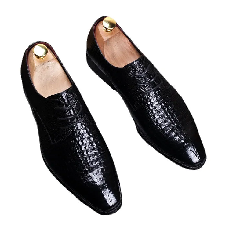 Leather men's pattern casual shoes