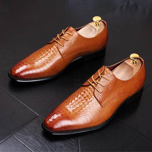 Leather men's pattern casual shoes