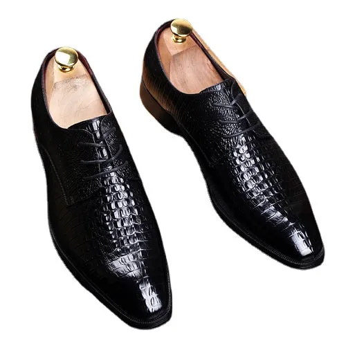 Leather men's pattern casual shoes