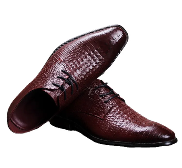 Leather men's pattern casual shoes